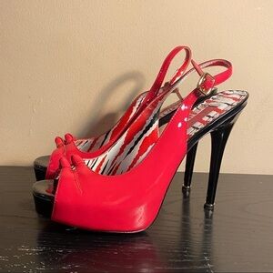 Betsy Johnson Hot Pink Peep Toe Slingback Pumps Size 6.5